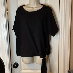 SHEIN Elegant Black Blouse with Side Tie